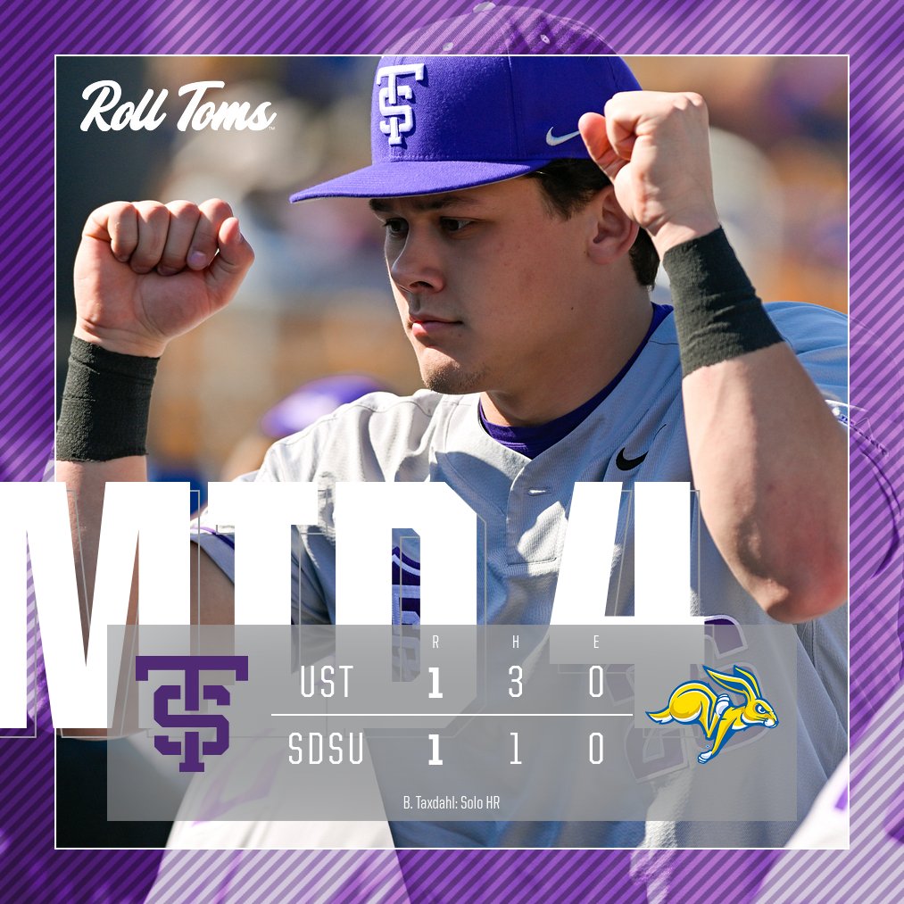 Taxdahl's second 4th inning home run in as many days ties this one up!

1-1, Mid 4

#RollToms | #SummitBSB