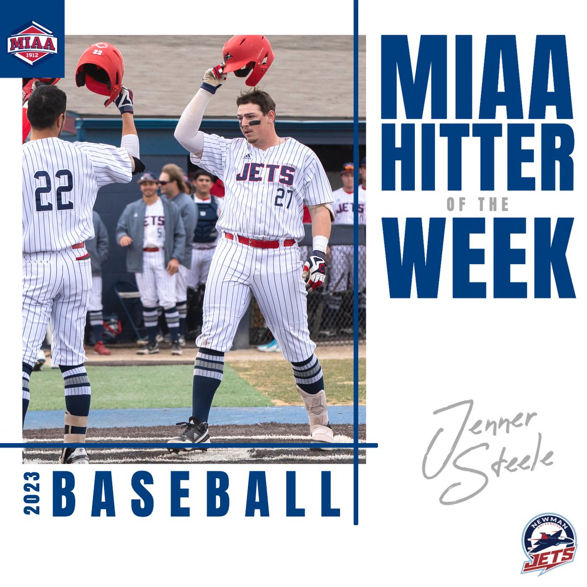 🆕 MIAA Baseball Athletes of the Week⚾⤵️

<a href="/NewmanJetsBSB/">Newman Baseball</a>'s Jenner Steele smashed four home runs and drove in eight to be crowned the MIAA Hitter of the Week💥👏

📰 bit.ly/3L6xoBS
#BringYourAGame