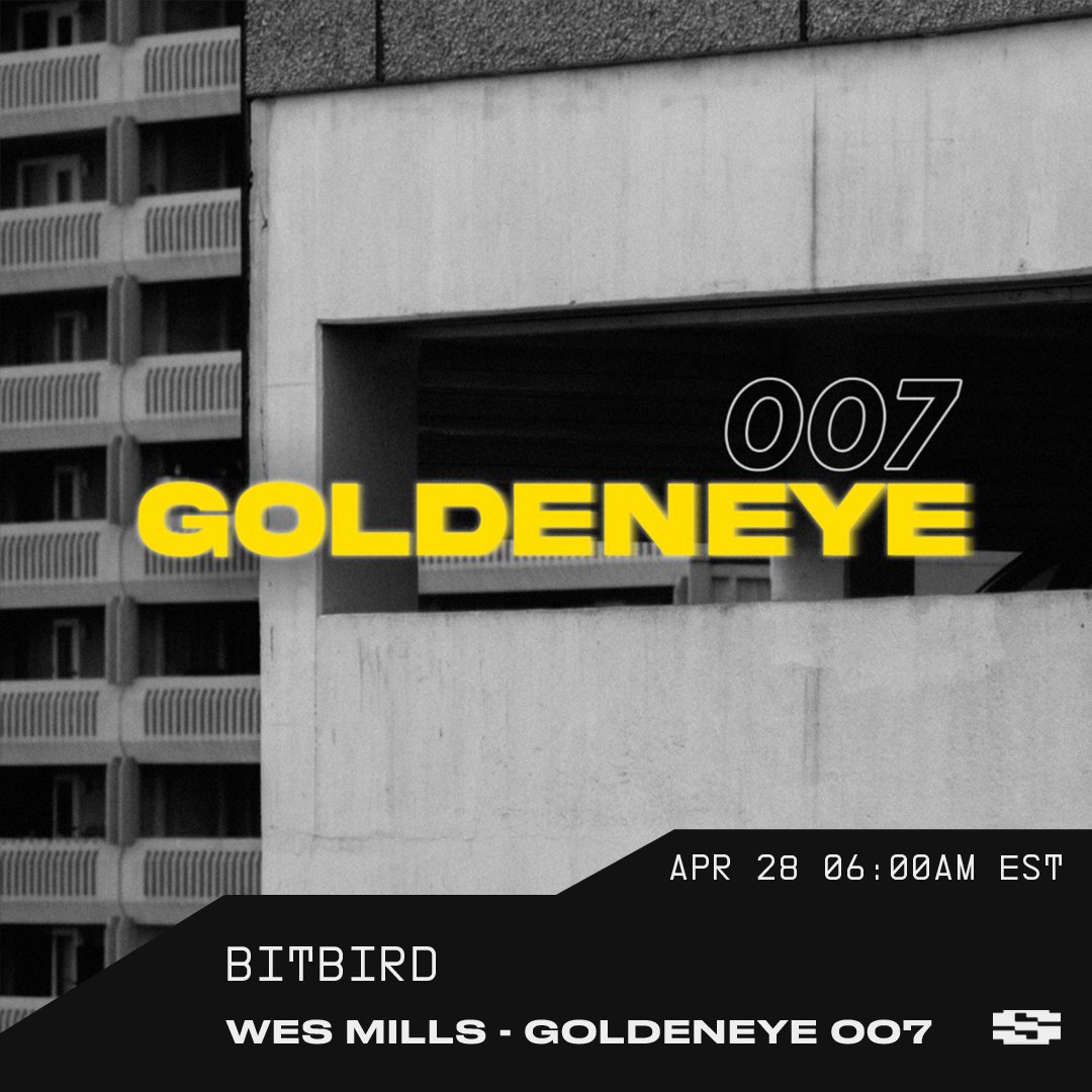 bitbird's tweet image. GOLDENEYE 007 🔫 We are excited to give you the chance to collect this absolute gem of the @itswesmills nintendo 64 EP through @soundxyz_!

📅 APR 28 / 6am EDT / 12 pm CEST / 3 am PDT
🔗 bitbird.lnk.to/goldeneye007xy…