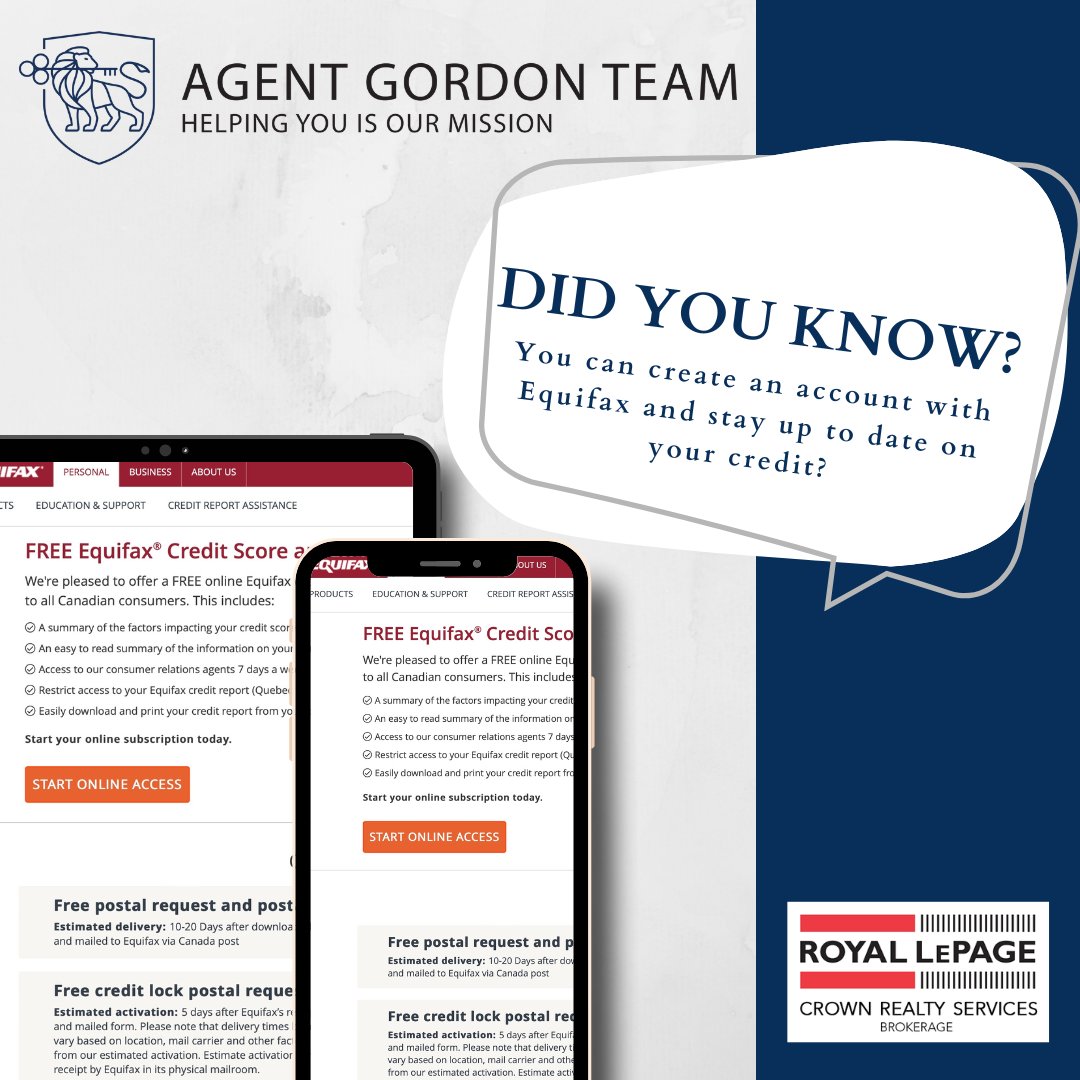 AgentGordonTeam's tweet photo. Did you know that you're entitled to free credit reports? Check the link in our bio 👆  to learn how to get yours with Equifax https://t.co/Yr52f5cCgz