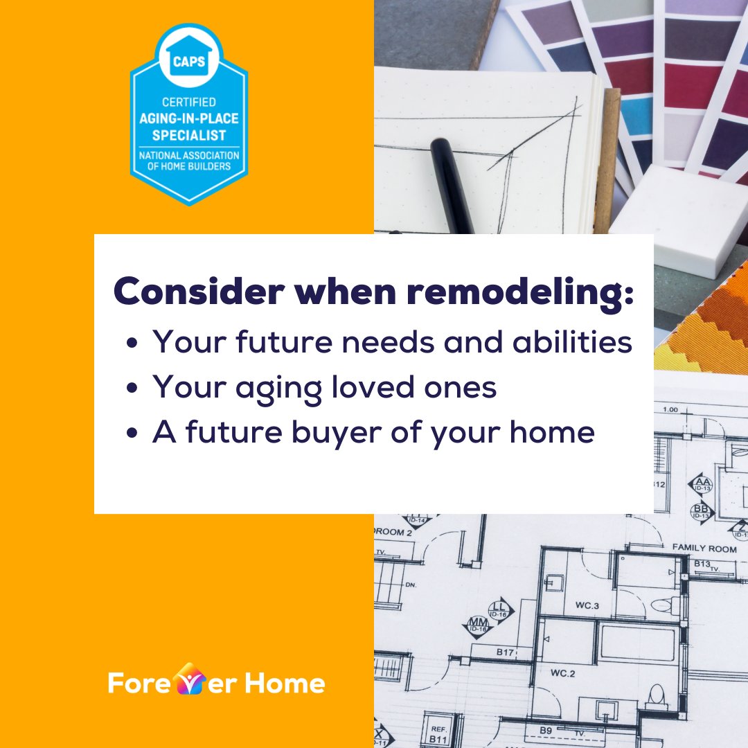 Jeff Gray (@agetechatlanta) on Twitter photo Think about aging-in-place when you remodel - either for yourself, a loved one, or resale value. Reach out for a checklist you can share with your builder or designer. jeff@foreverhome.life 404-550-2224 #aginginplace #agingwell #longevity Think about aging-in-place when you remodel - either for yourself, a loved one, or resale value. Reach out for a checklist you can share with your builder or designer. jeff@foreverhome.life 404-550-2224 #aginginplace #agingwell #longevity