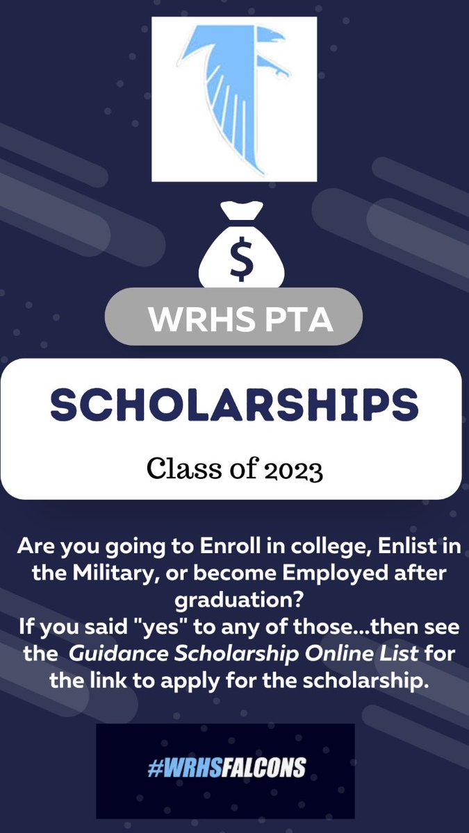 🎓 Any Graduating Senior is able to apply for the WRHS PTA Scholarships! sites.google.com/rssed.org/stud…