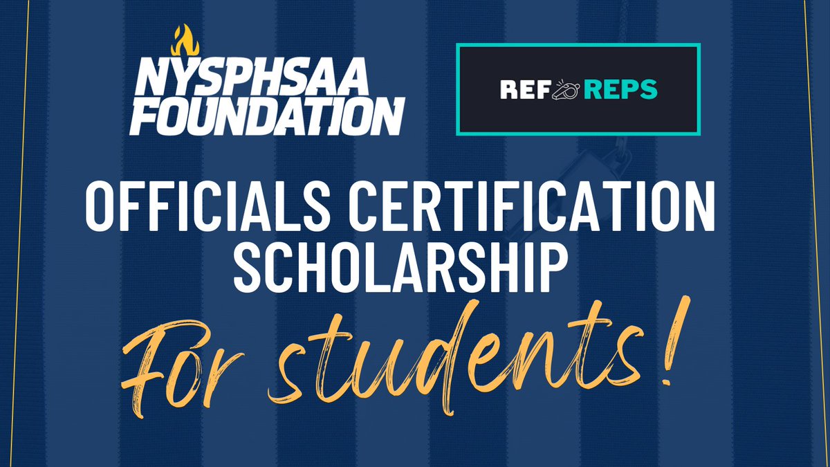 Are you a high school student interested in becoming a sports official? Big news! We're offering officials certification scholarships for students!

To learn more, check out the story or visit nysphsaa.org/foundation. 

nysphsaa.org/news/2023/4/24…

#NYSPHSAA #NYSPHSAAFund23