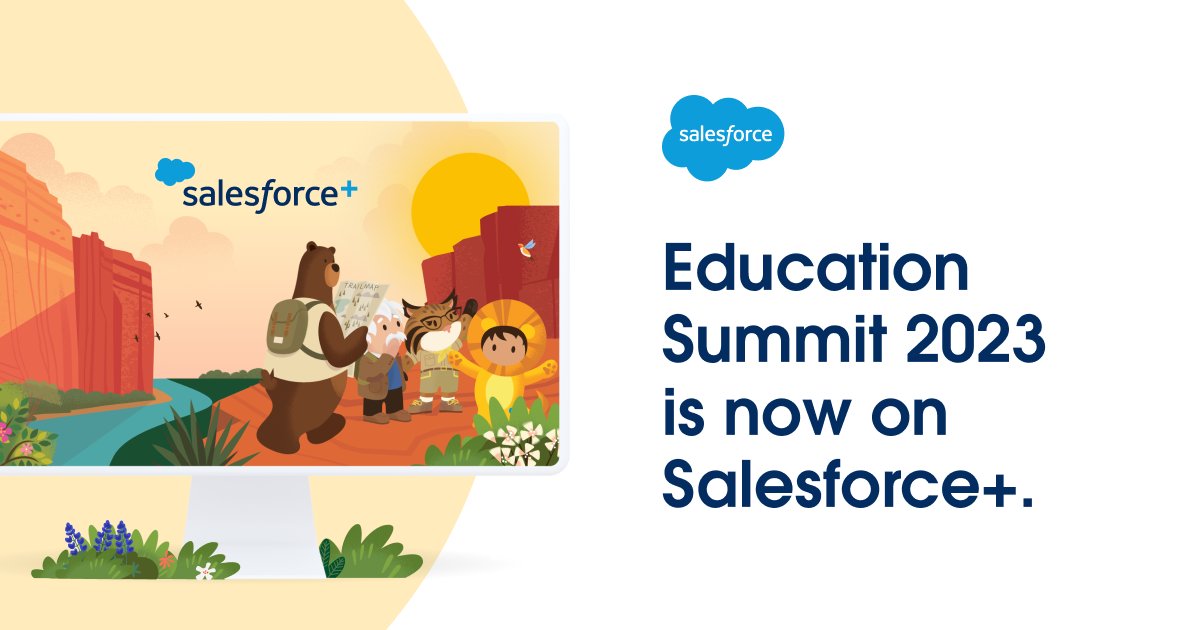salesforce's tweet photo. Calling all Education Trailblazers! 

Catch the magic of #EduSummit23 on Salesforce+. 👉 https://t.co/IAasA7ucWG https://t.co/XSnfxB7KHl