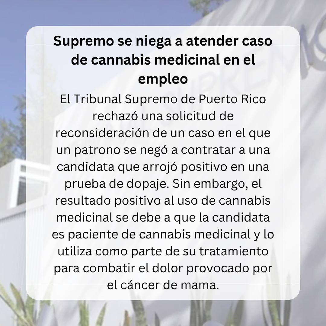 revjurupr's tweet photo. Para este #lunesdenoticiaslegales les presentamos: Supremo se niega a atender caso de cannabis medicinal en el empleo.
Para leer la noticia desliza las imágenes hacia la izquierda.
Para más información accede al siguiente enlace: https://t.co/ITOkqBWrNh
#Volumen92 #RevJurUPR https://t.co/CDGmWGMMVJ