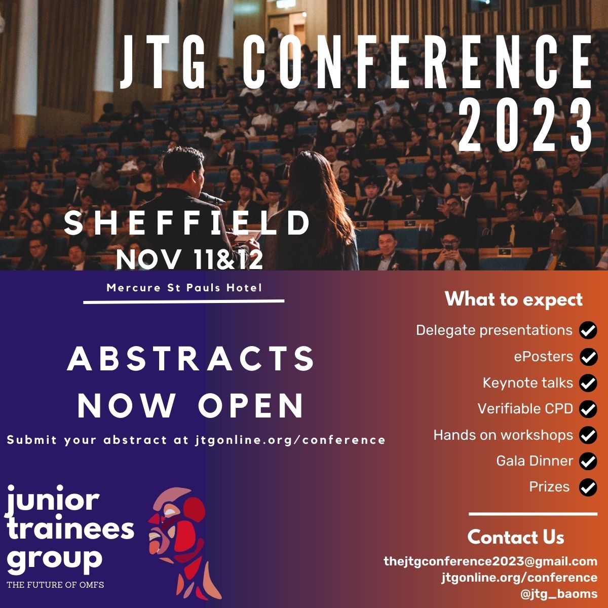 jtg_baoms's tweet photo. 💥JTG CONFERENCE NEWS💥

The time has come to submit your abstracts!

More information about the conference and how to submit on https://t.co/i5iV2lYxLd https://t.co/LUgjFAIR6v
