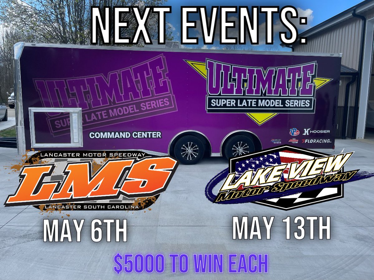 ULTIMATE Supers (@ultimatesupers) on Twitter photo Back to back weekends in the Palmetto State! <a href="/LancasterSpeed/">Lancaster Speedway</a> May 6th and <a href="/LakeViewDirt/">Lake View Motor Speedway</a> May 13th! Both events are $5000 to win / 40 lappers! Make your plans to join us! Back to back weekends in the Palmetto State! <a href="/LancasterSpeed/">Lancaster Speedway</a> May 6th and <a href="/LakeViewDirt/">Lake View Motor Speedway</a> May 13th! Both events are $5000 to win / 40 lappers! Make your plans to join us!