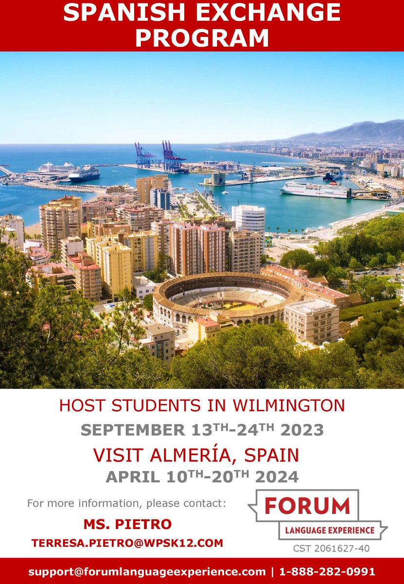 Only one more week to get our Spanish Exchange Program off the ground! We already have 7 HOST families but need 3 to 5 more to make it happen. Let’s not miss out on this amazing opportunity for WHS and a chance for students to travel to Spain next April! <a href="/WilmingtonApple/">Wilmington Apple</a>