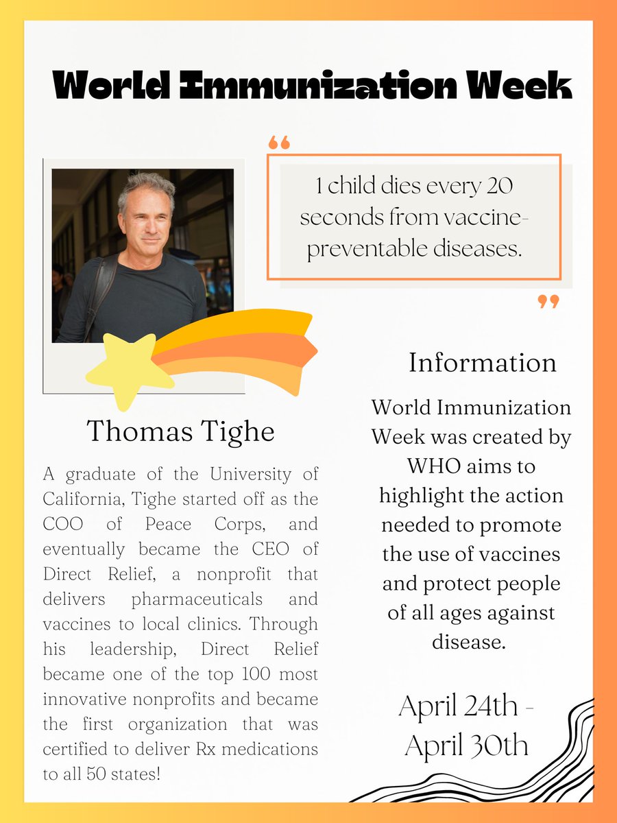 Today marks the start of World Immunization Week! There are at least 4 to 5 million lives saved as a result of immunization, and taking actions like the ones Thomas Tighe is doing helps so that vaccines are more readily available and accessible!