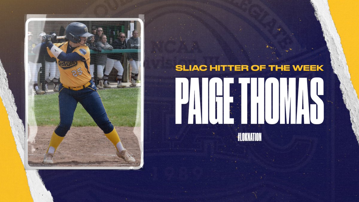 GorlokSports's tweet photo. Paige Thomas of @GorloksSoftball has been named the @SLIAC Softball Hitter of the Week for the first time in her career! She went 13-for-20 at the plate over six games last week while driving in 7 runs! @WebsterUNews @websteru 

#LokNation https://t.co/TBWNMvCWjG