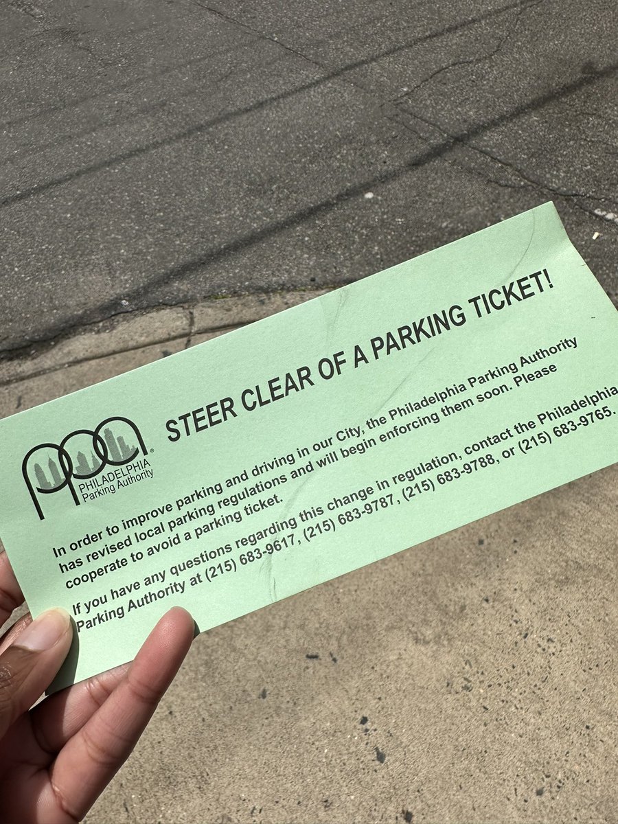 yoaugraps's tweet photo. Another Monday where I'm told to move my car for street cleaning, otherwise I get a ticket. Streets aren't getting cleaned, no one gets tickets but instead @PhilaParking puts these slips, creating more waste on windshields. We are 4 for 4! https://t.co/hkZp8jirzG