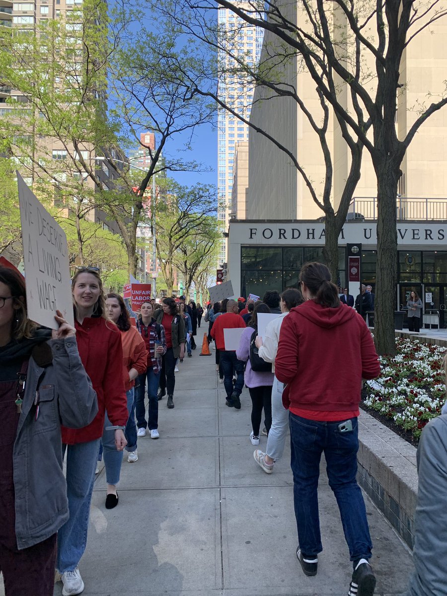 erin_terese's tweet photo. On the picket like with @FordhamGSW  today! Grad student workers on 3 day walk out. It’s time for Fordham University to get real at the bargaining table. https://t.co/FnASzGr1Gh