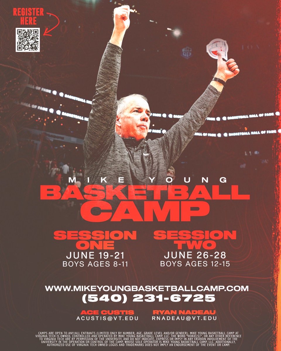 Camp time is fast approaching! We look forward to hosting you again this summer. Go Hokies!