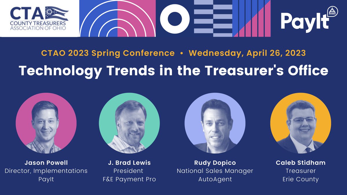 Come see us this week at the CTAO 2023 Spring Conference! Our Director of Implementation will join a panel to discuss tech trends in the treasurer’s office, along with tips on evaluating digital government service delivery platforms & adopting new technologies. #CountyTreasurers