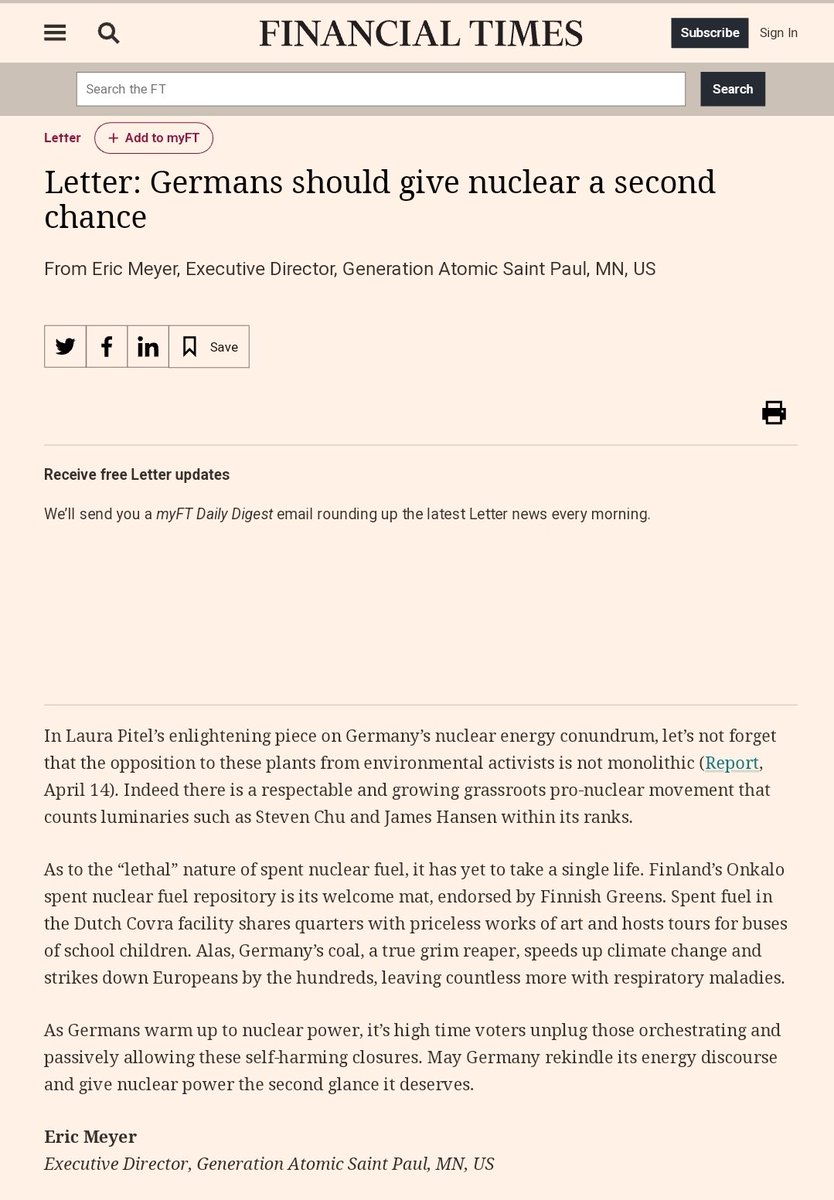 Thanks for printing my letter <a href="/FT/">Financial Times</a> (and sorry about screenshotting it to allow my friends around the paywall 😅) 

Keep up the solid nuclear coverage. ⚛️ ft.com/content/114f33… <a href="/fota4climate/">FOTA4Climate 🌳🏞⚛️</a> <a href="/Nuklearia/">Nuklearia e. V.</a> <a href="/voixdunucleaire/">Les Voix du Nucléaire</a> <a href="/atomkraft_jatak/">Foreningen Atomkraft - Ja Tak</a> @ReplanetDACH  <a href="/StandUp4Nuclear/">Stand Up for Nuclear</a> #nuclear