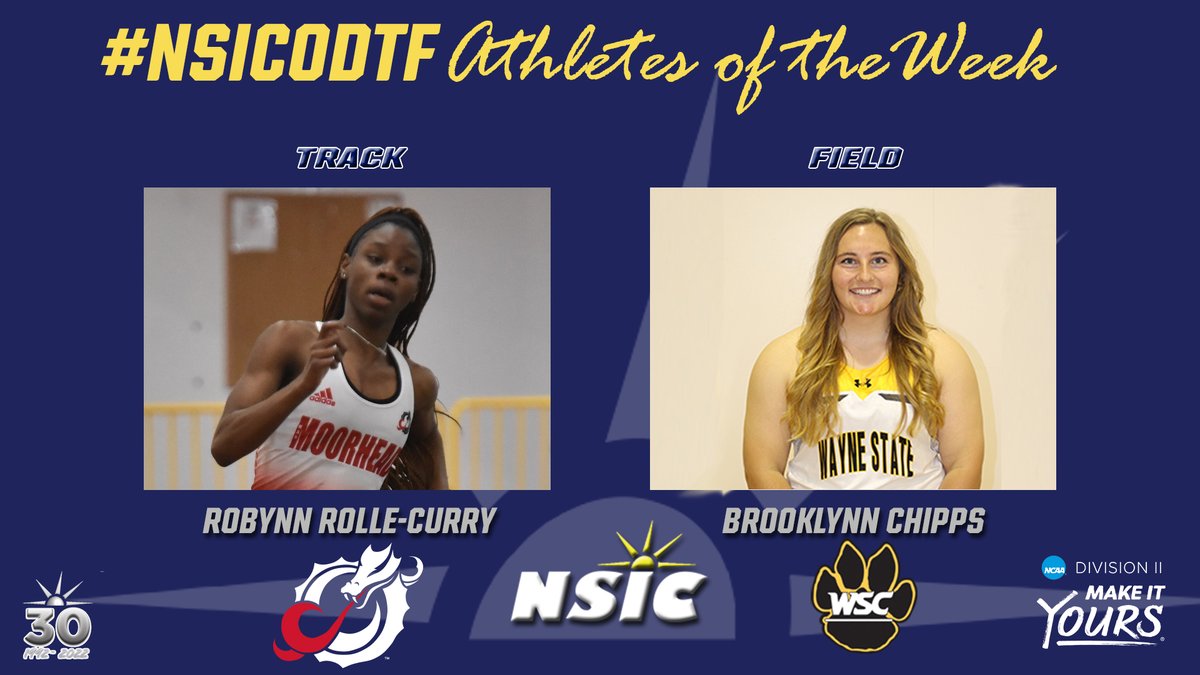 NorthernSunConf's tweet photo. #NSICODTF Women's Release No. 5
#NSICPOW
T: Robynn Rolle-Curry  – MSU Moorhead
F: Brooklynn Chipps – Wayne State

Full Release at: https://t.co/xnckZpNluj https://t.co/rJG0i2kZm7