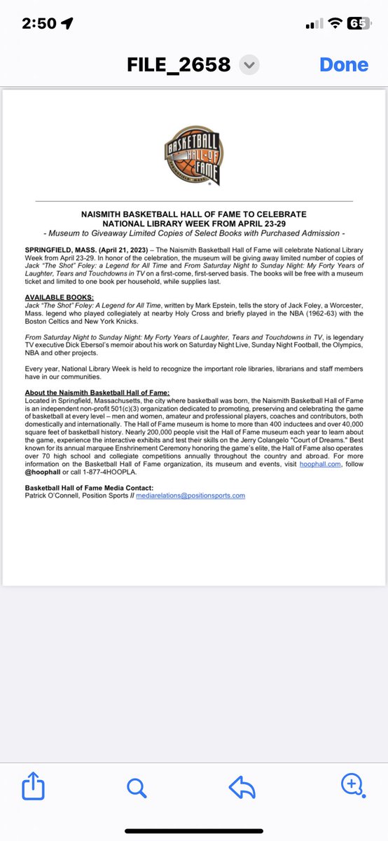 😇❤️
NAISMITH HALL OF FAME releases official press release: Below 

“DREAM BIG” JACK ‘THE SHOT’ and TOGO once told me. Look at us now! OFFICIALLY part of the NAISMITH  BASKETBALL HALL OF FAME,
FOREVER! 🙏🏻❤️😇 🙏🏾 <a href="/Sapakoff/">@sapakoff</a> <a href="/telegramdotcom/">telegramdotcom</a>  <a href="/brendanclark/">Brendan Clark</a> <a href="/GoHolyCross/">Holy Cross Athletics</a> <a href="/fantalk989/">Bobby Hartin</a>