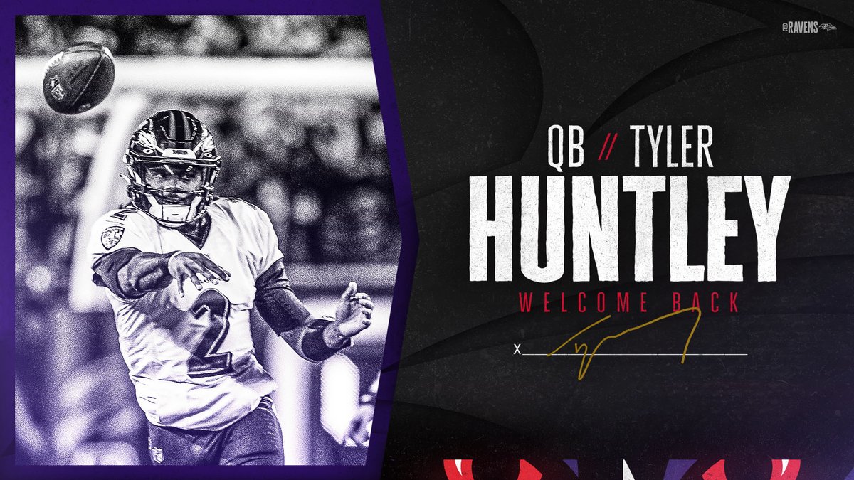 Ravens's tweet photo. QB Tyler Huntley has signed his restricted free agent tender❗️

Welcome back, @_SNOOP1 ❗️ https://t.co/lGAAQJgpHh