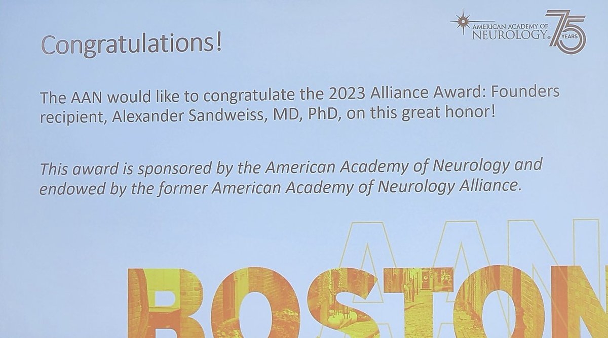 BCMChildNeuro's tweet photo. Congratulations to @NeuroAlex1 on his 2023 Alliance Award: Founders which is designed to encourage clinical and translational research in neuroscience by physicians in clinical neurology training programs. #AAN2023 @AANmember https://t.co/O9OLhzHQma