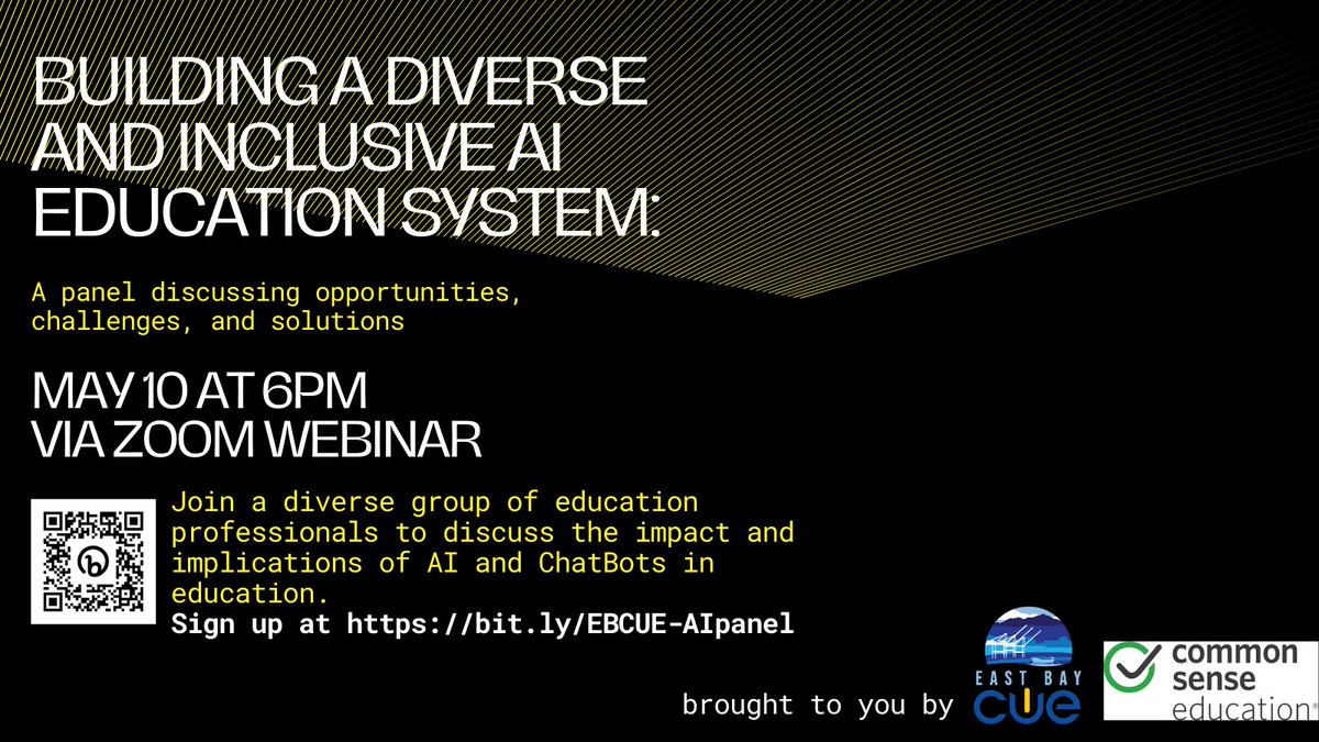 Join EBCUE and Common Sense Education for a lively panel discussion about AI and ChatGPT in the education space! We have a diverse group of education professionals lined up, ready for your questions. Sign up at bit.ly/EBCUE-AIpanel