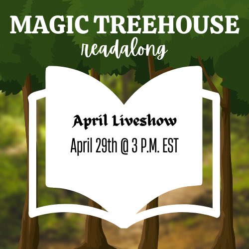 Our April Live Show has been announced!! 
Join us Saturday April 29th on <a href="/JustMartine2/">Just Martine</a> channel to discuss Magic Treehouse books 29&amp;30 and My Life With The Chimpanzees by <a href="/JaneGoodallInst/">Dr. Jane Goodall & the Jane Goodall Institute</a>.
It’s not too late to get reading if you haven’t! 💕