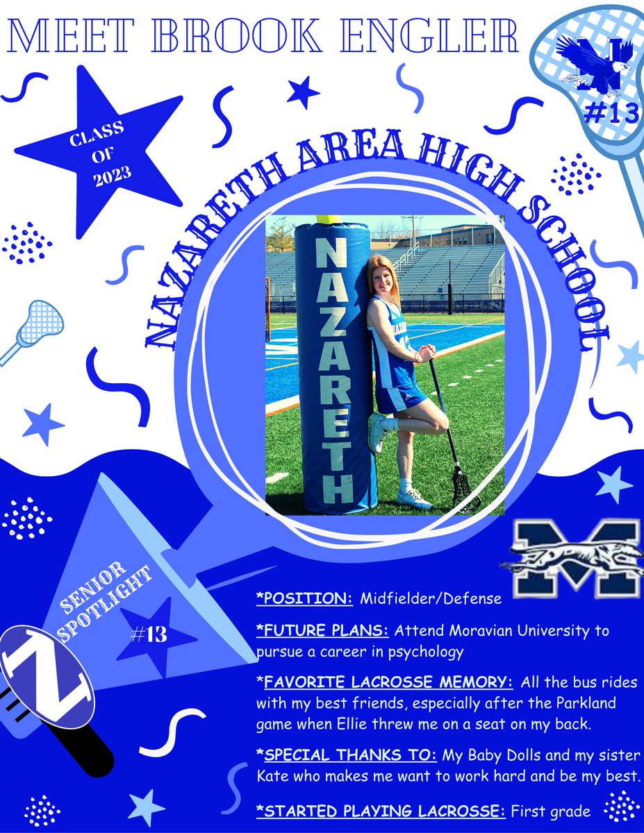 Today, we recognize our third sensational senior during our senior week, #13 Brook Engler! 🥍🥍🥍
#Letsgoblueeagles