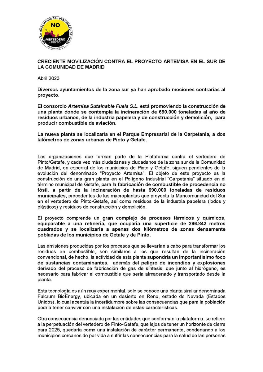 Plataforma Cierre Vertedero Pinto tweet media