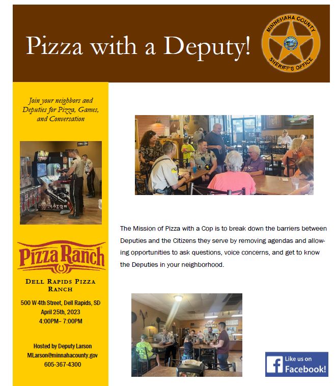 Minnehaha Sheriff on Twitter "Join us at Dell Rapids Pizza Ranch on