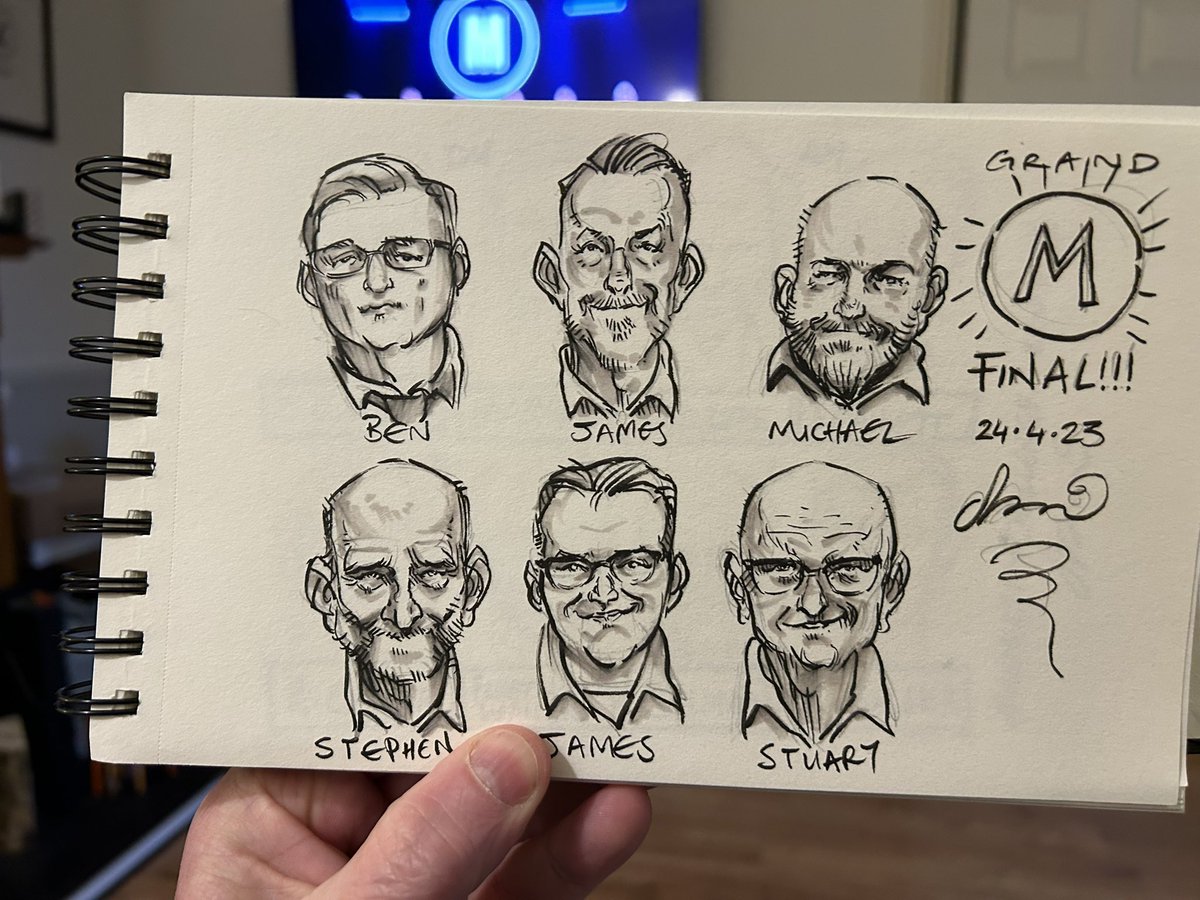 Cracking <a href="/mastermind/">Mastermind</a> Grand Final on <a href="/BBCTwo/">BBC Two</a>! Huge congratulations to Stuart, you played a blinder! #quiz #quiznight #quizzers #caricature #livedrawing #mastermind <a href="/CliveMyrieBBC/">Clive Myrie</a>