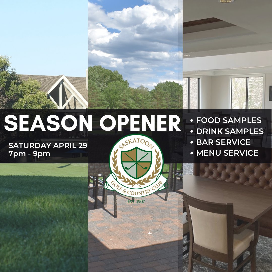 HEY MEMBERS 

Head down to the club this Saturday for our first-ever SEASON OPENER

Come try samples of our Food, Wine and Cocktail Menus and catch up with some of your favorite staff members

NEW MEMBERS - don't miss out on our New Member Orientation starting at 6 pm