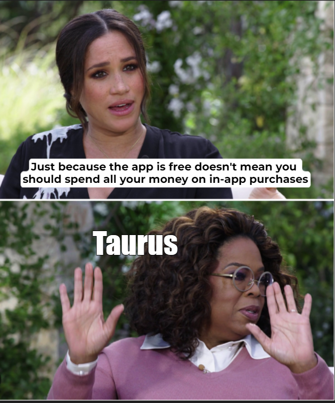 rewarded_play's tweet photo. Taurus' have a taste for the finer things in life π
π
So take note this #taurusszn - and treat yo-self! β¨
#taurusmemes #taurushumor #astrologyhumor #astrologymemes #mobilegames #rewards #gaming #mobilegamer #gamermeme https://t.co/z7MijGQblE