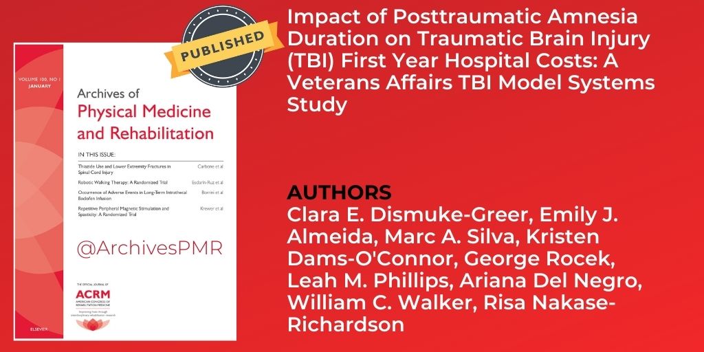 ACRM_CogRehab's tweet photo. Now In the Archives
Impact of Posttraumatic #Amnesia Duration on Traumatic #BrainInjury (#TBI) First Year Hospital Costs: A #Veterans Affairs #TBIMS Study
At https://t.co/MhNXNVVCcL
#veteranshealth #healthcare #rehabilitation #physiatry #neurorehabilitation https://t.co/gH2Lo4f2vz