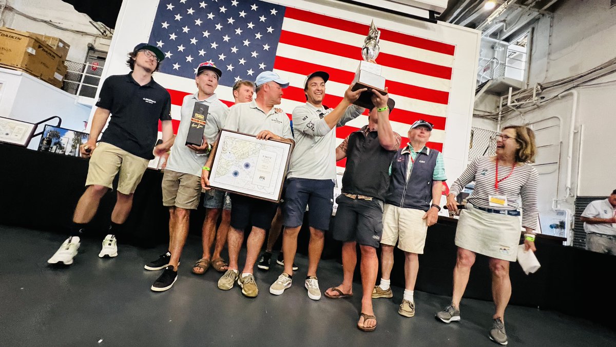CHSRaceWeek's tweet photo. Offshore ORC A Champ Matthew Schaedler skippered his J/122 Blitzkrieg to victory and also took home the regatta’s Palmetto Trophy! #charlestonraceweek #crw2023 #aregattaunlikeanyother #quantumsails #tothenextchallenge #quantumracing #sebago #goslingsrum #daretobehappy https://t.co/QiixeuujZf