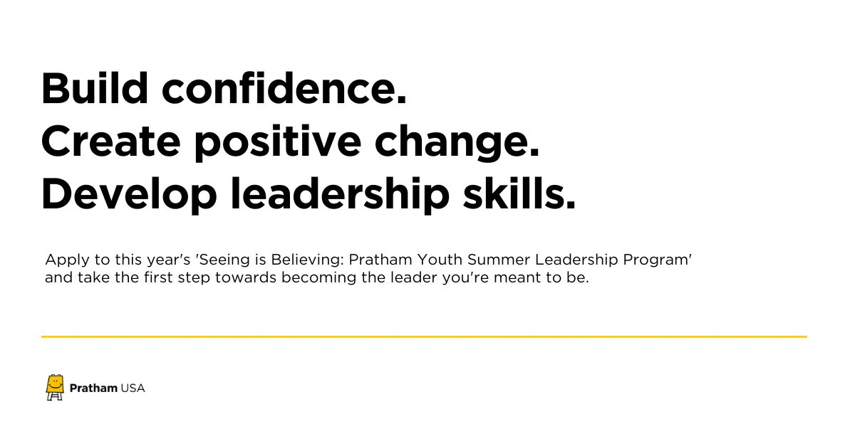 APPLICATION DEADLINE EXTENDED! This summer, take part in the Pratham Youth Leadership Program to develop your leadership skills, build confidence, and create positive change.

Learn more and apply → buff.ly/3mtKCA6