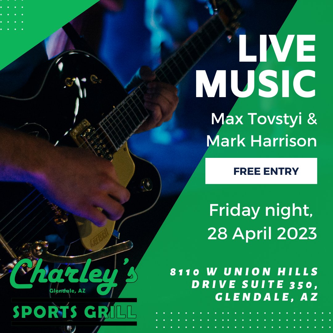 GrillCharleys's tweet photo. Looking for something fun to do #Fridaynight? Look no further! Join us for #LIVEMUSIC with Max Tovstyi &amp; Mark Harrison at 7 PM! 🥳😎 FREE ENTRY! Before the music take advantage of #HAPPYHOUR 3-7 PM 🍾🍻🍸 Today join us for #wings Wednesday! https://t.co/BbG0V9TUUd