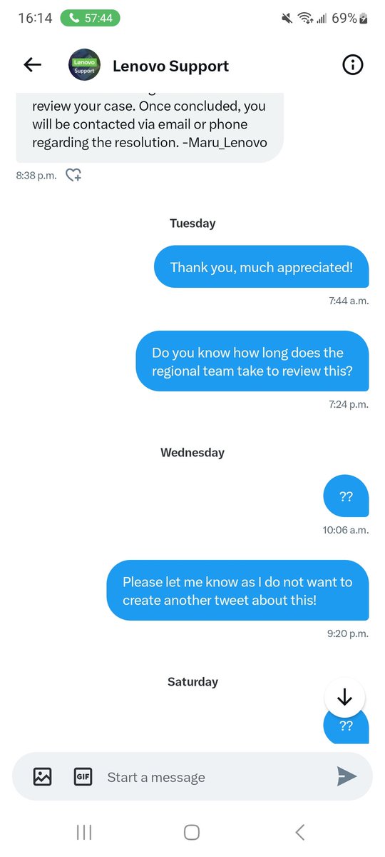 SMarketinGuru's tweet photo. @YuanqingYang this has been the response of your support team in the last week. How do you rate this service from @LenovoSupport @Lenovo https://t.co/gGpiNNrsmw