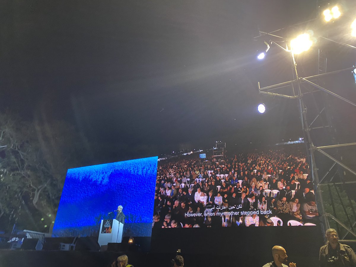 I can’t begin to express how powerful &amp; inspiring it was - after many years of <a href="/BosPartnerPeace/">Boston Partners for Peace</a> working with <a href="/ThePCFF/">Parents Circle</a>, &amp; watching this event online - to finally be in person with them &amp; <a href="/cfpeace/">Combatants for Peace</a> tonight @ the joint Israeli-Palestinian memorial ceremony.