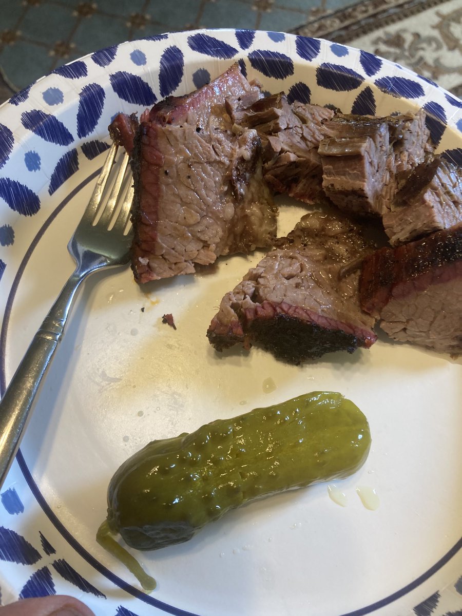 My Texas diet. Home smoked brisket and a green vegetable