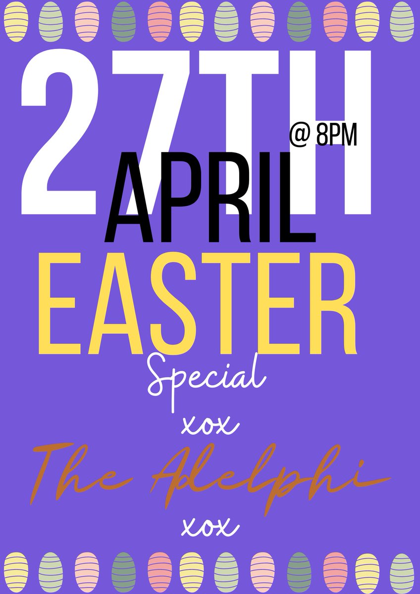 🐣🐣🐣
Get ready to see the end of the Easter season at <a href="/AdelphiLeeds/">The Adelphi</a> on 27th April 2023.

We've got some amazing acts including <a href="/IrisBeck12/">Iris Beck Comedian</a>, <a href="/iamjackv/">J A C K 🦊</a> and more!

5 Amazing Acts and a spectacular MC - all for £5.00.

Tickets available now:

eventbrite.co.uk/e/591843338357

#Leeds