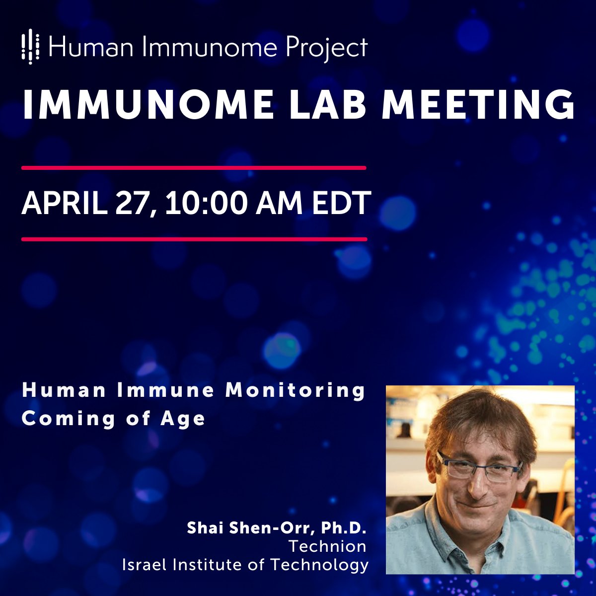 Join our webinar with <a href="/shenorr/">Shai Shen-Orr</a>, world leading expert in systems #immunology. His lab <a href="/TechnionLive/">Technion Israel</a> is developing #MachineLearning approaches to study immune variation in the context of #aging, and to further immune-based #PrecisionMedicine.
Link to join: bit.ly/3L2bQpN