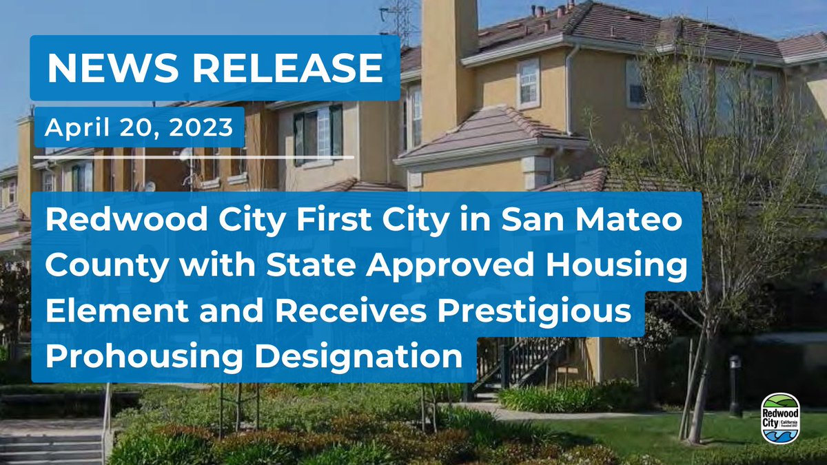 City of Redwood City (@redwoodcity) on Twitter photo 🎉 The State Housing and Community Development Department (HCD) has officially approved Redwood City’s newly adopted Housing Element and Governor Newsom awarded Redwood City with a Prohousing Designation.
Read more at ➡️ redwoodcity.org/Home/Component…. 🎉 The State Housing and Community Development Department (HCD) has officially approved Redwood City’s newly adopted Housing Element and Governor Newsom awarded Redwood City with a Prohousing Designation.
Read more at ➡️ redwoodcity.org/Home/Component….