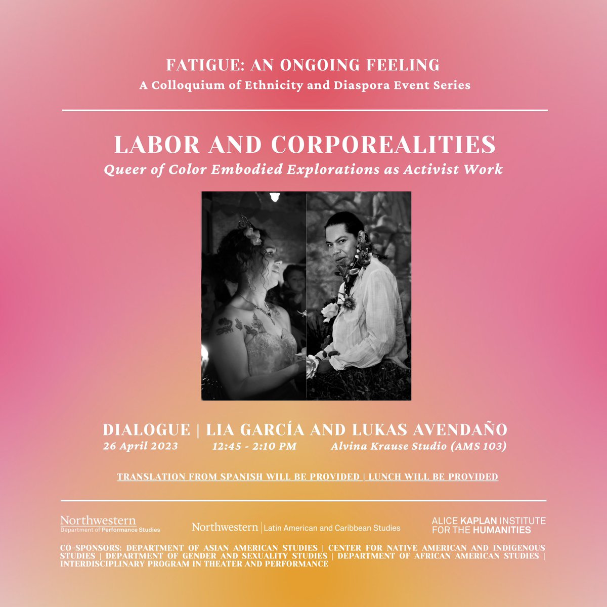 nu_perfst's tweet photo. Join us for Labor and Corporealities: Queer of Color Explorations as Activist Work, a cluster of performances and conversations led by artists Lukas Avendaño and Lia García (La Novia Sirena), which takes place from 26 April through 29 April, across various locations. 

(1/3) https://t.co/SlBHnXLarh