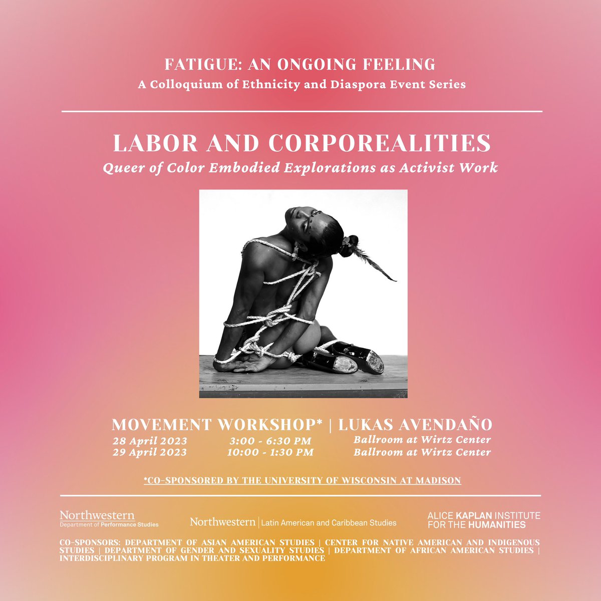 nu_perfst's tweet photo. Join us for Labor and Corporealities: Queer of Color Explorations as Activist Work, a cluster of performances and conversations led by artists Lukas Avendaño and Lia García (La Novia Sirena), which takes place from 26 April through 29 April, across various locations. 

(1/3) https://t.co/SlBHnXLarh