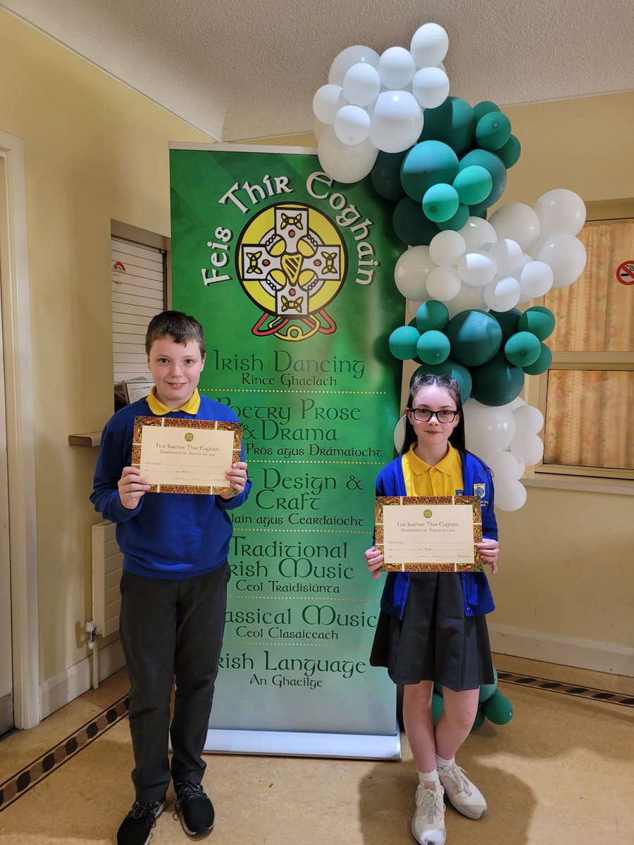 Congratulations to Caoimhe Quinn and  Olly Burns <a href="/Year7CTK/">Christ The King Y7</a> on their success at today's singing competition 
at the West Tyrone Feis. A great achievement and we are so proud to celebrate their wonderful talents 👏. Well done Caoimhe and Olly.