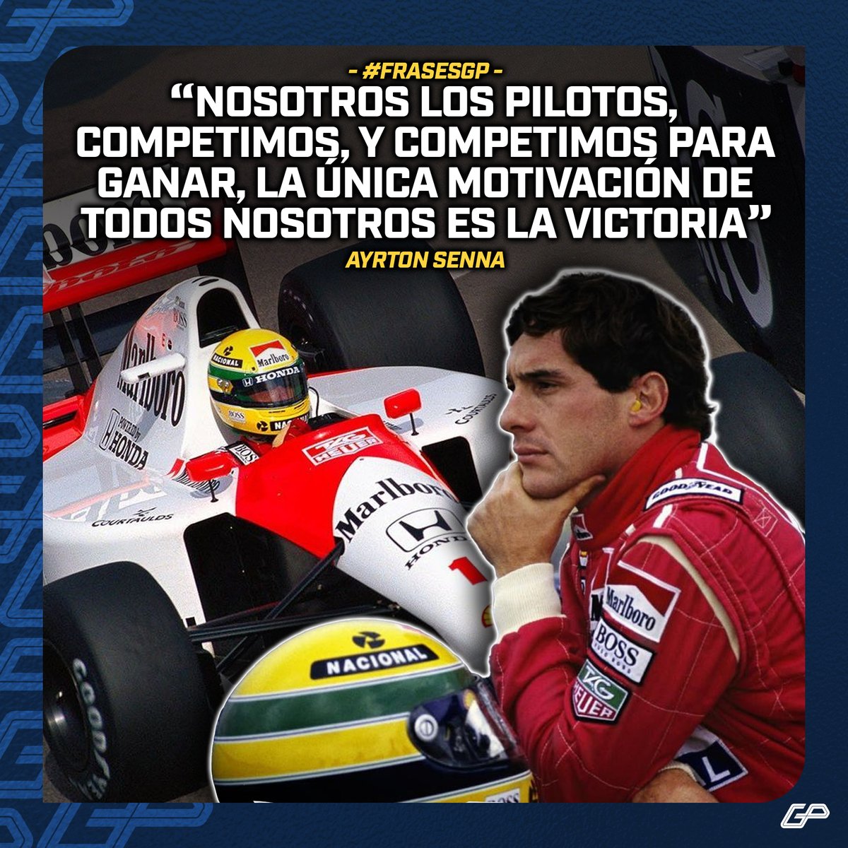 grandepremioES's tweet photo. #FRASESGP Ser piloto, por #AyrtonSenna
Sin duda, el tricampeón paulista no se equivocó cuando nos dejó esta cita para toda la vida. La mayor motivación de los pilotos es ir tras la victoria, ¿crees que esto cambió con los años?
#F1enGP https://t.co/qP461MJSM7