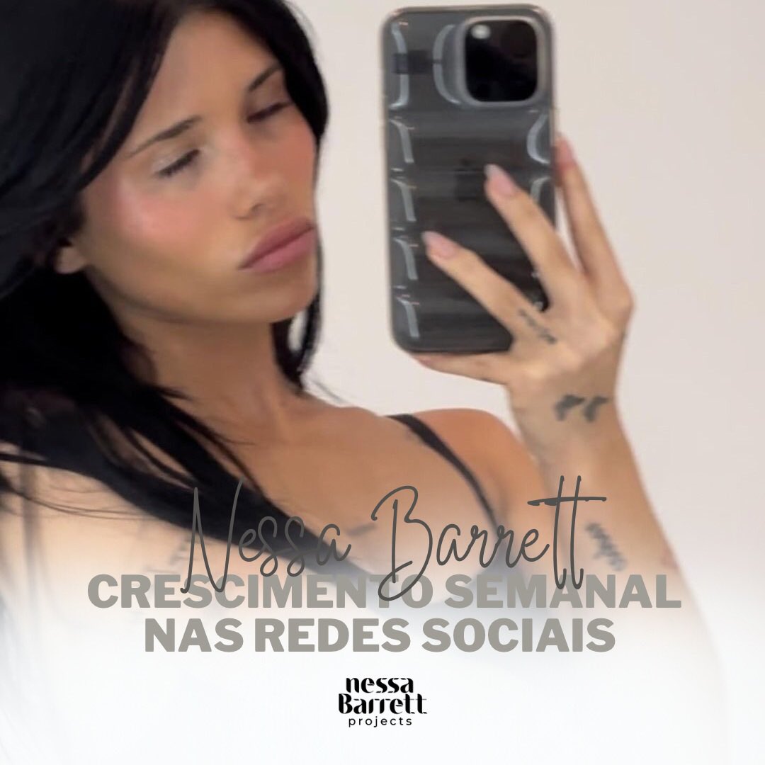ATUALIZAÇÃO DE NÚMEROS DAS REDES SOCIAIS DE NESSA BARRETT 
- da última semana 

• Seguidores Instagram 
+4,498

• Seguidores Twitter
 -890

• Visualizações YouTube 
+1,145,507

• Inscrições YouTube
 +39

• Seguidores TikTok 
+7,628

• Curtidas TikTok
+1,180,660
