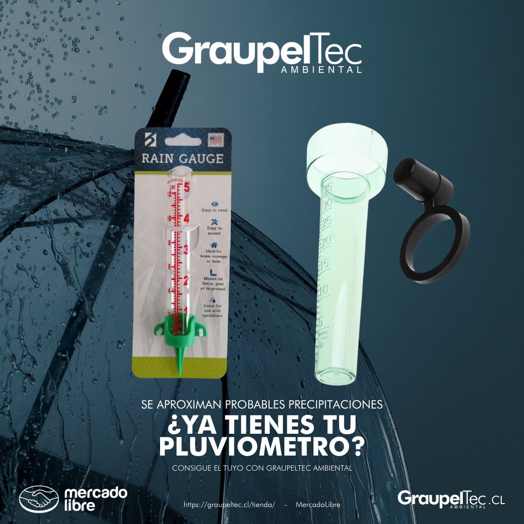 graupeltec's tweet photo. Se asoman en varios pronósticos lluvias en varias zonas de Chile este fin de semana. ¿Qué esperas para medirla? Tenemos #pluviometros a 15% de descuento en https://t.co/fpP4riRFfm y MercadoLibre. #LluviaCiudadana #CienciaCiudadana #Lluvia https://t.co/Bz3Z8J32tS