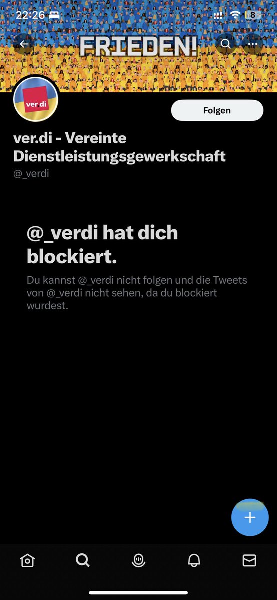 Soviel zur Meinungsfreiheit, super #verdi das versteht Ihr unter #zusammengehtmehr. 
Zack blockiert. 
#MitVerdiGehtWeniger.