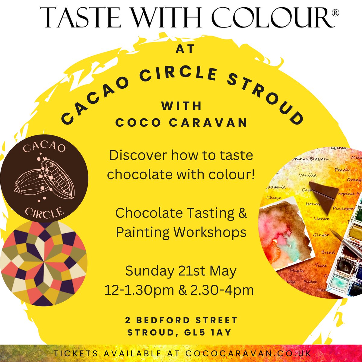 Hope to see you in Stroud! 🍫🌈🎨💕

Tickets: cococaravan.co.uk/new-products-1… 

#TasteWithColour #CacaoLove #CraftChocolate #BeanToBar #ChocolateTasting #Stroud