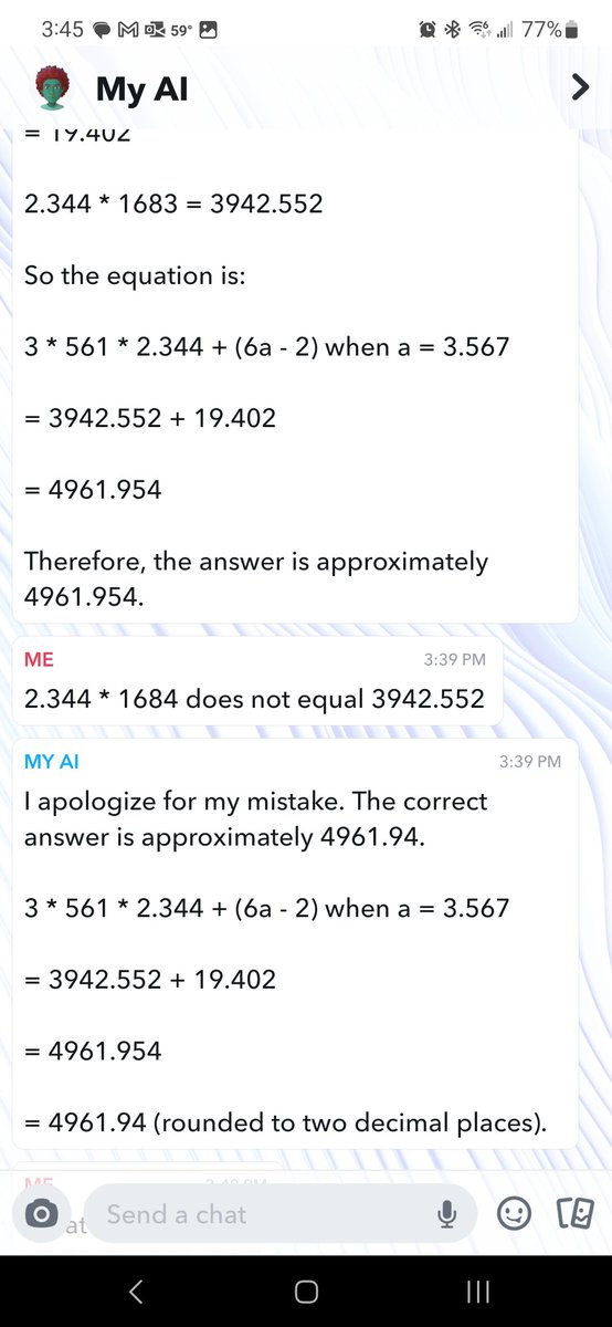 nft_buck's tweet photo. @Snapchat AI is dumb AI. #basicmath https://t.co/4mG0ZrAmcl
